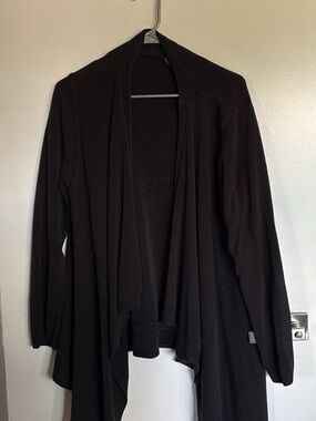 Black Draped Open-Front Women's Sweater